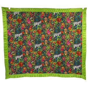 Jungle animal handmade lap‎ crib quilt tigers elephants Zebras satin trim